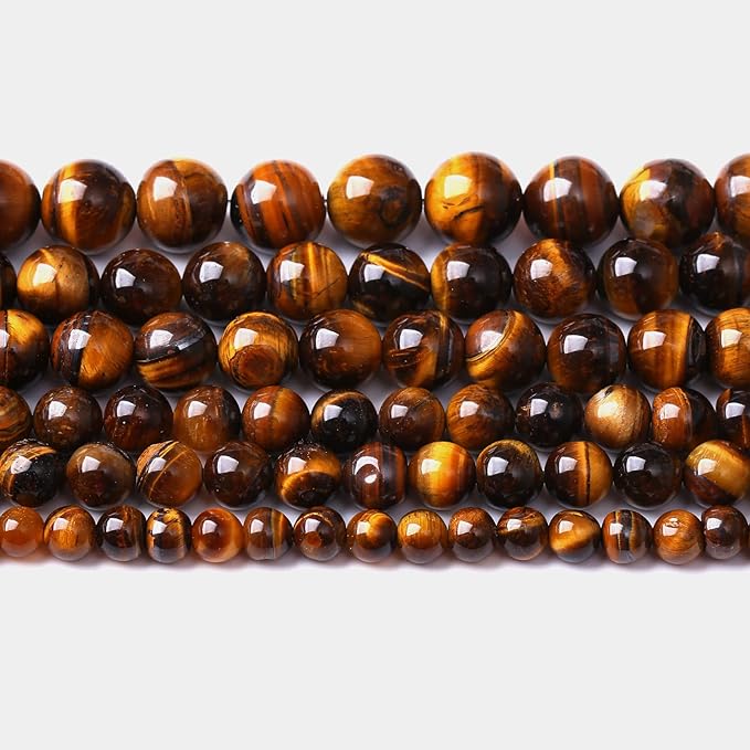 6mm 60pcs Natural Iron Yellow Tiger Eye Stone Beads for Jewelry Making Healing Energy Beads DIY Bracelet Necklace (6mm, Iron Yellow Tiger Eye Stone)