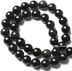10MM 72pcs Natural Black Obsidian Stone Energy Healing Beads Round Loose Beads for Jewelry Making Bracelet 2 Strands 32"