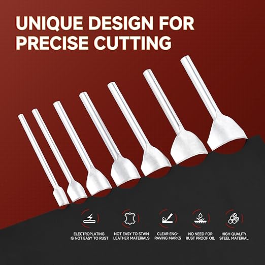 7Pcs Leather Craft Tools Precision Arc-Shaped Quarter Circle Punches Set & Edge Cutters for Belt, Wallet, and Bag Making (Sizes from 10mm to 40mm)