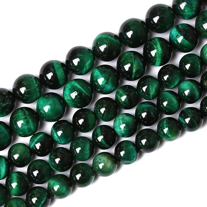 48PCS 8mm Top AAA Green Tiger Eye Beads Natural Stone Round Loose Beads for Jewelry Making DIY Bracelet,Necklace, Earrings 15" Inch
