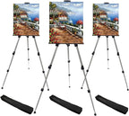 RRFTOK Art Painting Display Artist Easel Stand,Aluminum Metal Tripod Adjustable Easel for Painting Canvases Height from 17 to 66 Inch,Carry Bag for Table-Top/Floor Drawing and Displaying(3pack).