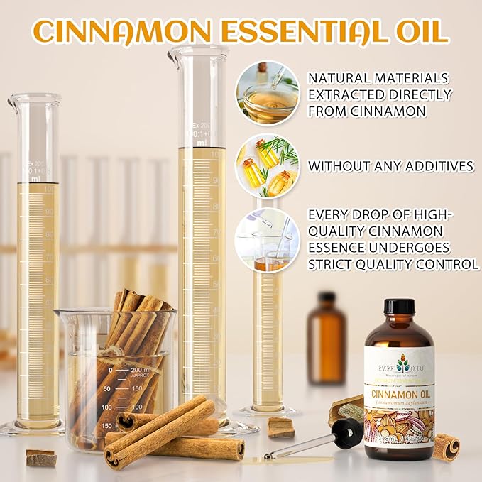 EVOKE OCCU Cinnamon Essential Oil - Warm Fall Scent for Diffuser, Spray, Soap, Candles, Hair & Skin Care - 4 Fl Oz