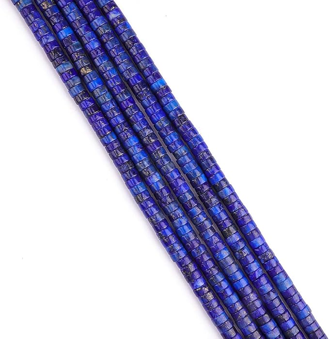 Natural Lapis Lazuli Spacer Beads Caps Loose Semi Gemstone for Beading Jewelry Making 6mmx3mm 38cm