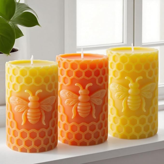 Honeycomb Cylinder Flower Succulent Peony Cylinder Candle & Resin Mold - Resin Casting Silicone Molds for Home Decor & Candle Making Wave Spiral Mold