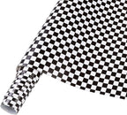 Black Checker Permanent Vinyl Roll - 12'' x 8ft Racing Falg Patterned Adhesive Vinyl for Mugs Decors Self Adhesive Sticker