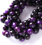 8mm 45pcs A+ Natural Purple Tiger Eye Stone Beads Round Spacer Loose Beads for Jewelry Making DIY Bracelet Necklace 15" Inch