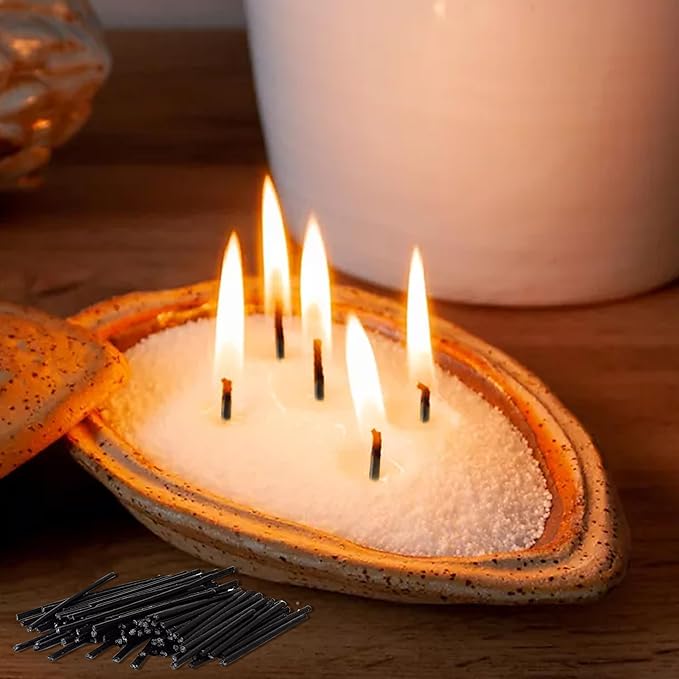 Pearled Candle 2 Inch Cotton Wicks 100-Pack Black Extra Wicks for Sand Candles Making, Metal-Free and Lead-Free Refill Sand Wax Wick