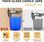 8 OZ Thick Candle Jars for Making Candles 15 Pcs, Empty Jars with Wood Lids for Candle Making, Sample Container, Frosted Blue