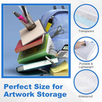 JMIATRY 10 PCS Plastic Art Portfolio Bag 18 x 24 Inch Art Portfolios Folder Case Blue Art Poster Storage Bag Container for Poster, Scrapbook, Keepsake and Bulletin Board