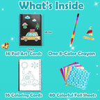 FUNNYB&G Foil Art Craft for Kids - Christmas Crafts Gift Party Favors Stocking Stuffers for Kids Fun Art Supplies Creative Birthday Gift Travel Toys for Girls Boys 4 5 6 7 8 9 Years Old (Vehicle)