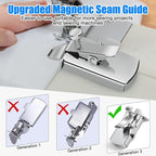TOOVREN Upgraded Magnetic Seam Guide for Sewing Machine, Magnetic Seam Guide with Clip, Universal Seam Guide, Hemmer Guide, Multifunctional Hem Guide for Sewing Machine, Sewing Supplie Accessories
