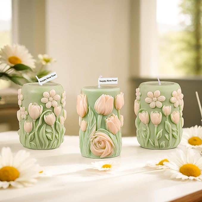 Tulip Flower Cylinder Flower Resin Mold - Resin Casting Silicone Molds for Home Decor & Candle Making Wave Spiral Mold