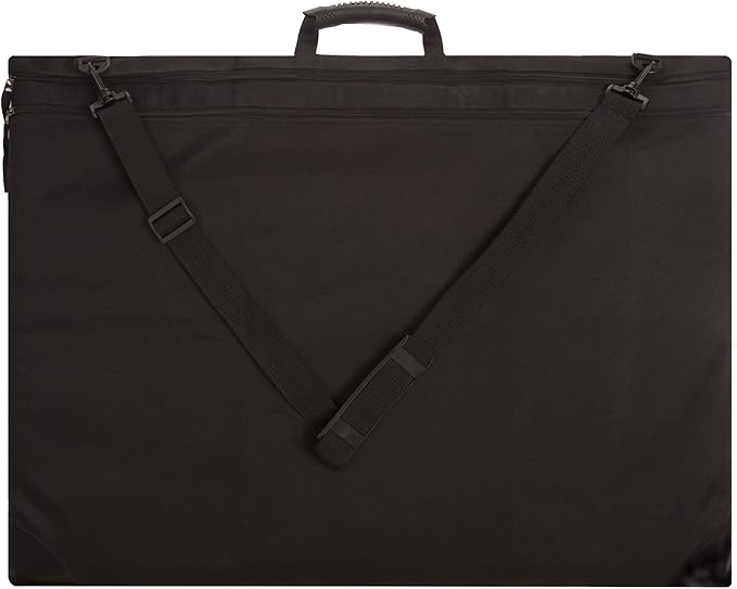 Soho Urban Artist Art Portfolio Case Artwork Tote Bag, Heavy Duty Nylon, 2 Zippered Pockets, Handle & Shoulder Strap LightWeight Large Capacity for Drawings, Posters, 23x31 Inches Black