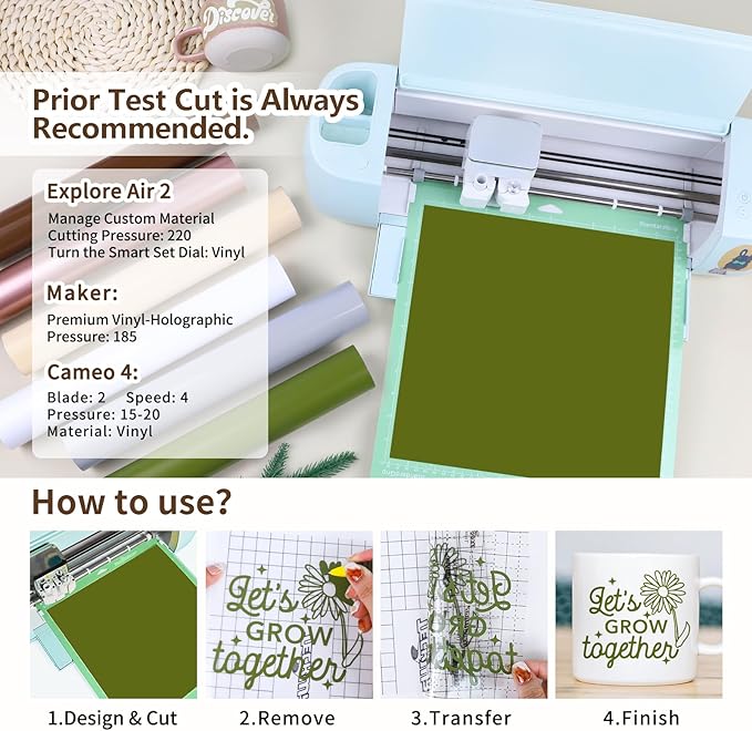 TECKWRAP Permanent Vinyl, 12" x 5ft Permanent Adhesive Vinyl Rolls, 6 Rolls for Cricut, Silhouette, Cameo Cutters, Signs, Scrap-Booking, Craft for Mug, Window, Home Decal, Dark Color