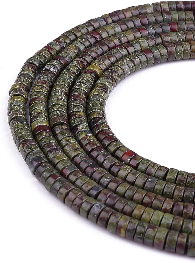 Natural Dragon Blood Jasper Spacer Beads Caps Loose Semi Gemstone for Beading Jewelry Making 6mmx3mm 38cm