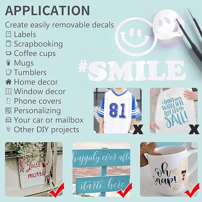 Glossy White Permanent Vinyl, 12" x 12 FT Vinyl with Cricut Cutting Machine - Lya Vinyl Glossy White Adhesive Roll for Mug, Cup, Window & Home Decal