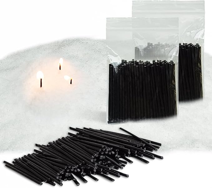 200-Pack Pearled Candle Cotton Wicks for Sand Candles Making - 2 Inch MANNYCOM Metal-Free and Lead-Free Refill Sand Wax Wick for Making DIY (Black)