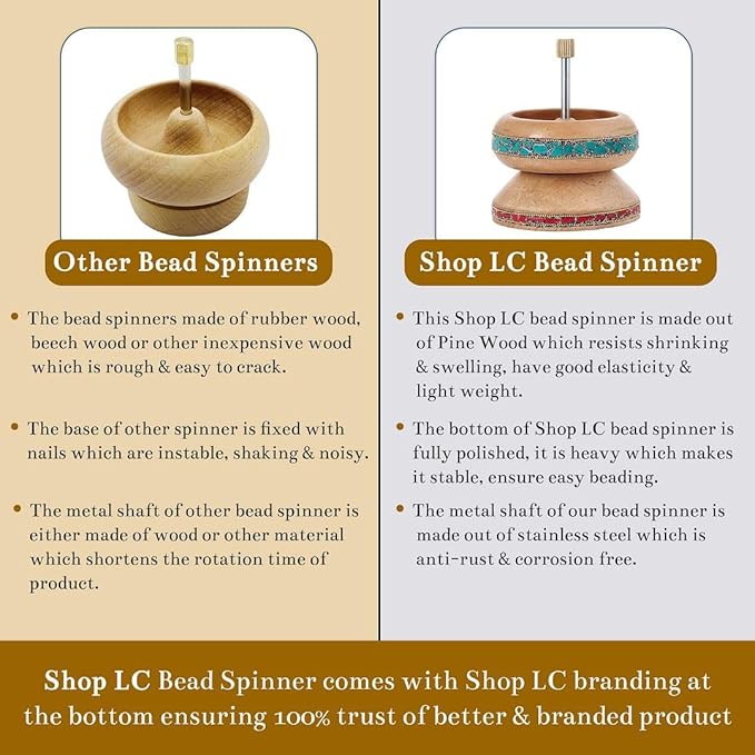 SHOP LC DELIVERING JOY Bead Spinner for Jewelry Making - Necklace Bracelet Maker with Big Eye Beading Needle and 3 mtr Wire Pinewood Wooden Birthday Gifts for Women- Turquoise & Red