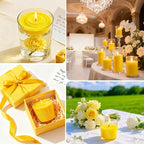 Aufien Candle Sand with Wicks, 21.4 Oz Pearled Candle, DIY Bead Powder Sand Wax Making kit Refillable Non Toxic for Handmade, Wedding and Halloween Christmas Decorations Yellow Unscented