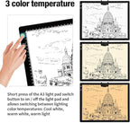 Rechargeable A3 Light Pad With Padded Case For Diamond Painting,Tracing Light Box with Stand/Clip/Magnet,3 Colors and 6 Levels of Brightness light board for Artists,Drawing,Sketching,Animation,Tracing