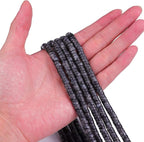 Natural Black Spectrolite Spacer Beads Caps Loose Semi Gemstone for Beading Jewelry Making 6mmx3mm 38cm