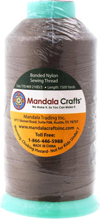Mandala Crafts Bonded Nylon Thread - Coyote Brown Heavy Duty Sewing Threads - 1500 YDs Size 69 210D T70 Tex 70 for Leather, Jeans, Weaving, Outdoor, Marine, Upholstery