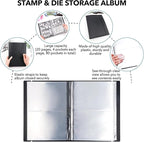 10 Pcs 0.3mm Magnet Sheets and 80 pockets/20 pages Storage Album for Stamp and Cutting Dies Storage Book Organizer Folder for Storage Die Cutting, DIY Scrapbooking Card Making Supplies (Black)