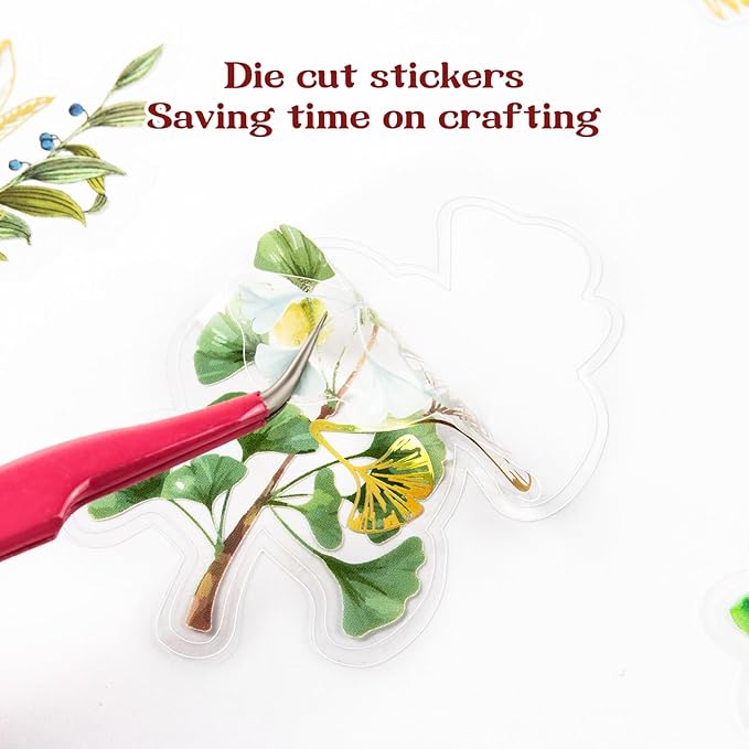 Dizdkizd Gilding Flower Stickers (240 Pieces) - Glitter Watercolor Transparent Stickers for Card Making Scrapbooking Envelopes Wrapped Gifts Arts and Crafts Journaling