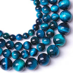 6MM 120pcs Natural Royal Blue Tiger Eye Stone Energy Healing Beads Round Loose Beads for Jewelry Making Bracelet 2 Strands 32"