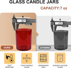 Thick Candle Jars for Making Candles 16 Pcs, 7 OZ Empty Jars with Wood Lids for Candle Making, Sample Container, Red