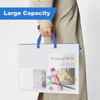 JMIATRY 10 PCS Plastic Art Portfolio Bag 18 x 24 Inch Art Portfolios Folder Case Blue Art Poster Storage Bag Container for Poster, Scrapbook, Keepsake and Bulletin Board