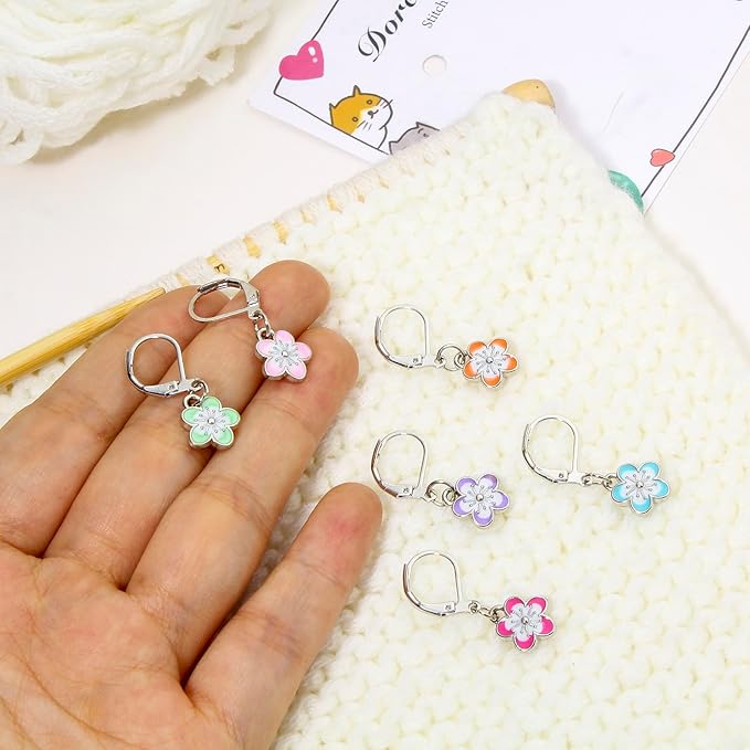 DoreenBeads Stitch Markers for Crocheting and Knitting, Alloy Enamel Crochet Marker Crochet Gifts for Knitting Weaving Sewing Accessories Quilting Jewelry Making