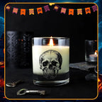 Ziliny 10 Pcs Halloween Horror Glass Candle Jars Empty Containers Bulk 7 oz Halloween Glass Jars with Cork Lids Tins for Holiday Candle Making Storing Biscuits Tea Party Favors Decorations