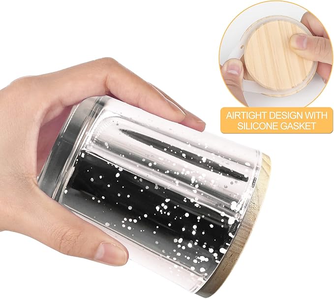 Thick Candle Jars for Making Candles 16 Pcs, 7 OZ Empty Jars with Wood Lids for Candle Making, Sample Container, Silver