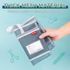 Pendancy Mesh Zipper Pouch A4 Size, Large Double Pocket Lightweight Nylon Transparent File Bag with Handle, 11x13.8 in Foldable Document Storage for Puzzle Project/Cross Stitch/Travel/Office (Gray)