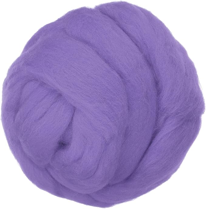 PATIKIL Wool Roving Yarn, 150G/5.3OZ Soft Felting Wool Pure Chunky Roving Yarn Bulk for Needle Felting Knitting Blanket Spinning Weaving DIY Craft, Purple