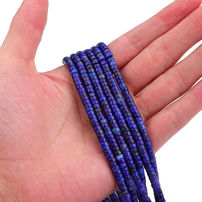 Natural Lapis Lazuli Spacer Beads Caps Loose Semi Gemstone for Beading Jewelry Making 4mmx2mm 38cm