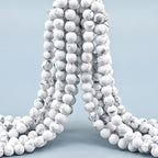 Natural Stone Genuine Stones DIY Matte White Howlite Round Beads 8mm 100pcs Beading Loose Gemstone Hole Size 1mm Charm Smooth Beads for Bracelets Necklaces Earrings (Matte White Howlite 8mm)