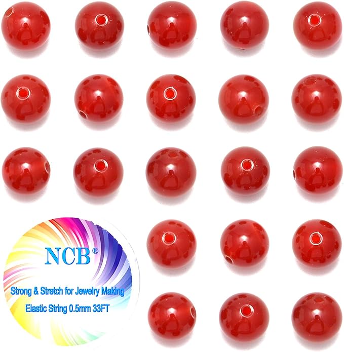 NCB 100pcs 8mm Round Carnelian Natural Stone Beads for Jewelry Making (Red, 100Beads)