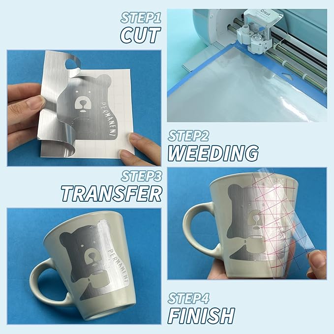 Lya Vinyl Metallic Brushed Silver Permanent Vinyl Roll, 12'' x 12FT, for Home Decor, Party Decoration, Mug, Window, Durable, Waterproof, Indoor and Outdoor Use