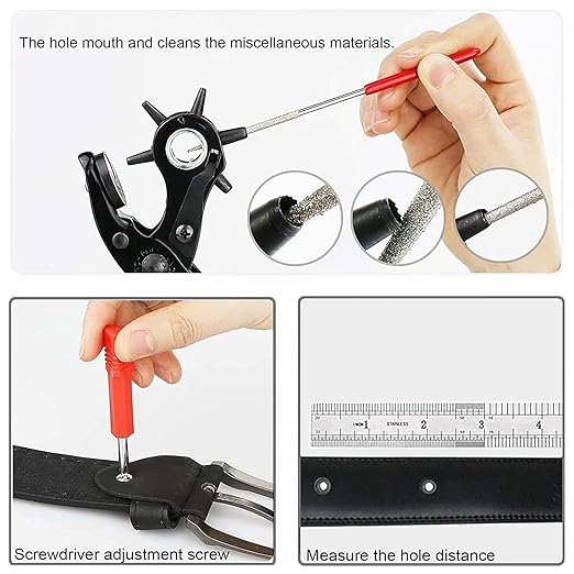 Leather Hole Punch,Belt Hole Puncher for Leather, Revolving Punch Plier Kit for Watches, Handbags, Punch Tool for Belts Diameter : 4.5/4 /3.5/3/2.5/2mm.