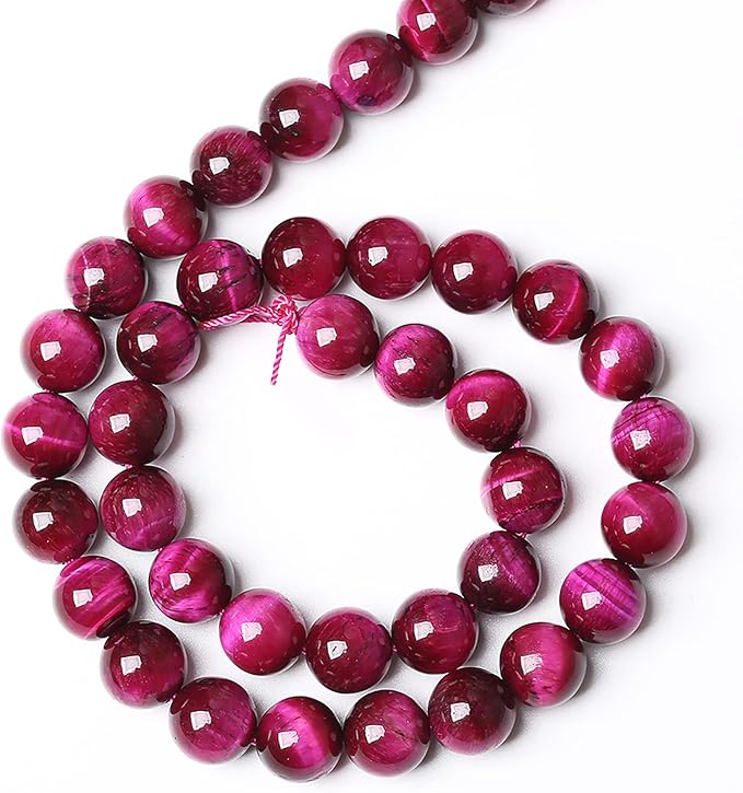 AAA Natural Rose Red Tiger Eye Agate Stone Round Loose Beads for Jewelry Making Semi-Precious Beads DIY Bracelet Necklace 4mm 90pcs(Rose Red Tiger Eye Stone, 4mm)