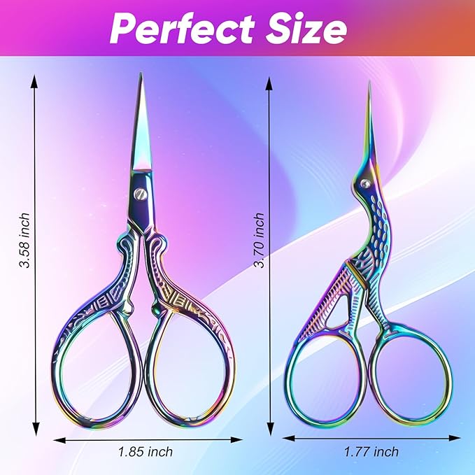 AQUEENLY Embroidery Scissors 2 Pcs Small Sewing Scissors Sharp Stainless Steel 3.6 Inches for Artwork, Crochet, Needlework, Threading
