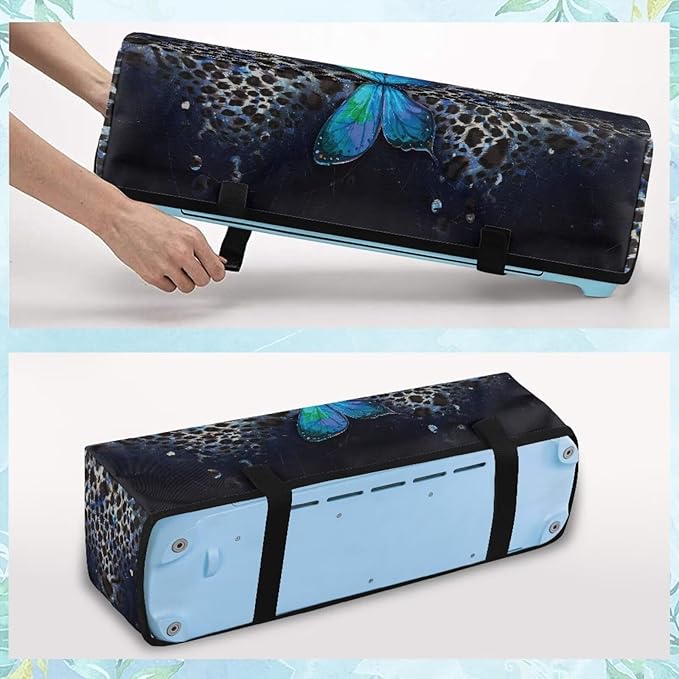 Binienty Leopard Print and Butterfly Dust Cover for Scrapbooking Die-Cut Machines Polyester Cutting Machine Maker Cover with 3 Pockets for Home Accessories Organizer
