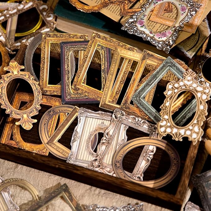 30Pcs Vintage Scrapbook Paper Photo Frame for Scrapbooking Junk Journal Collage Diary Embellishment DIY Photo Album DIY Craft Decoration, 10 Patterns (YSDC3)