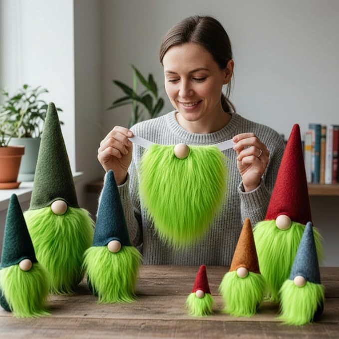 Tatuo 6 x 60 Inch Green Faux Fur Fabric Halloween Fluffy Fuzzy Craft Fake Fur Cuts Shaggy Synthetic Plush Patch Sewing DIY Winter Christmas Costume Gnome Beard Miniature Dolls Rugs Mat Gift