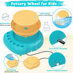TingingYuli Pottery Wheel for Kids,Complete Pottery Kit and Tools for Beginners,Arts and Crafts Toys for Kids Ages 8-12,Art Supplies Birthday Gifts for Boy Girl Age 6 7 8 9 10 11 12 (Yellow/Cyan)