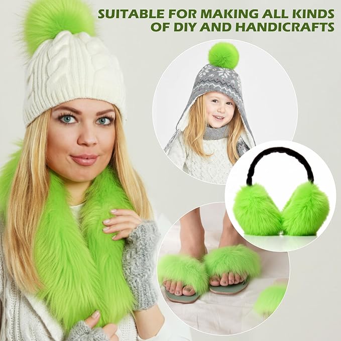 Tatuo 6 x 60 Inch Green Faux Fur Fabric Halloween Fluffy Fuzzy Craft Fake Fur Cuts Shaggy Synthetic Plush Patch Sewing DIY Winter Christmas Costume Gnome Beard Miniature Dolls Rugs Mat Gift
