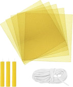 MECCANIXITY Beeswax Candle Making Kit,8x8 Inch 5pcs Yellow Beeswax Candle Sheets with 1pcs Cotton Wick for DIY Craft Gift Making