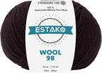 Estako Wool 98 100% Superwash Merino Wool Medium Worsted Weight Soft Knitting and Crochet Yarn 1.76 oz (50gr) 98 yds (90 m) (6359 - Black)